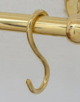 Solid Brass Pot Rail With Hooks, Unlacquered Brass Kitchen Pot Rack, Pot Hangers