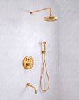 Solid Brass Rainfall Shower - Unlacquered Brass Shower Set - NBCS03