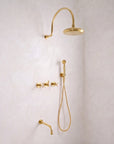 Solid Brass Rainfall Shower - Unlacquered Brass Shower Set - NBCS02