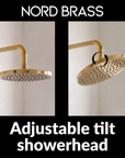 Solid Brass Exposed Shower System with Handheld - Unlacquered brass Shower Set - NBES02