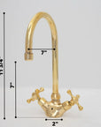 Brass Single Hole Bathroom Faucet, Antique Brass Gooseneck Bathroom Faucet