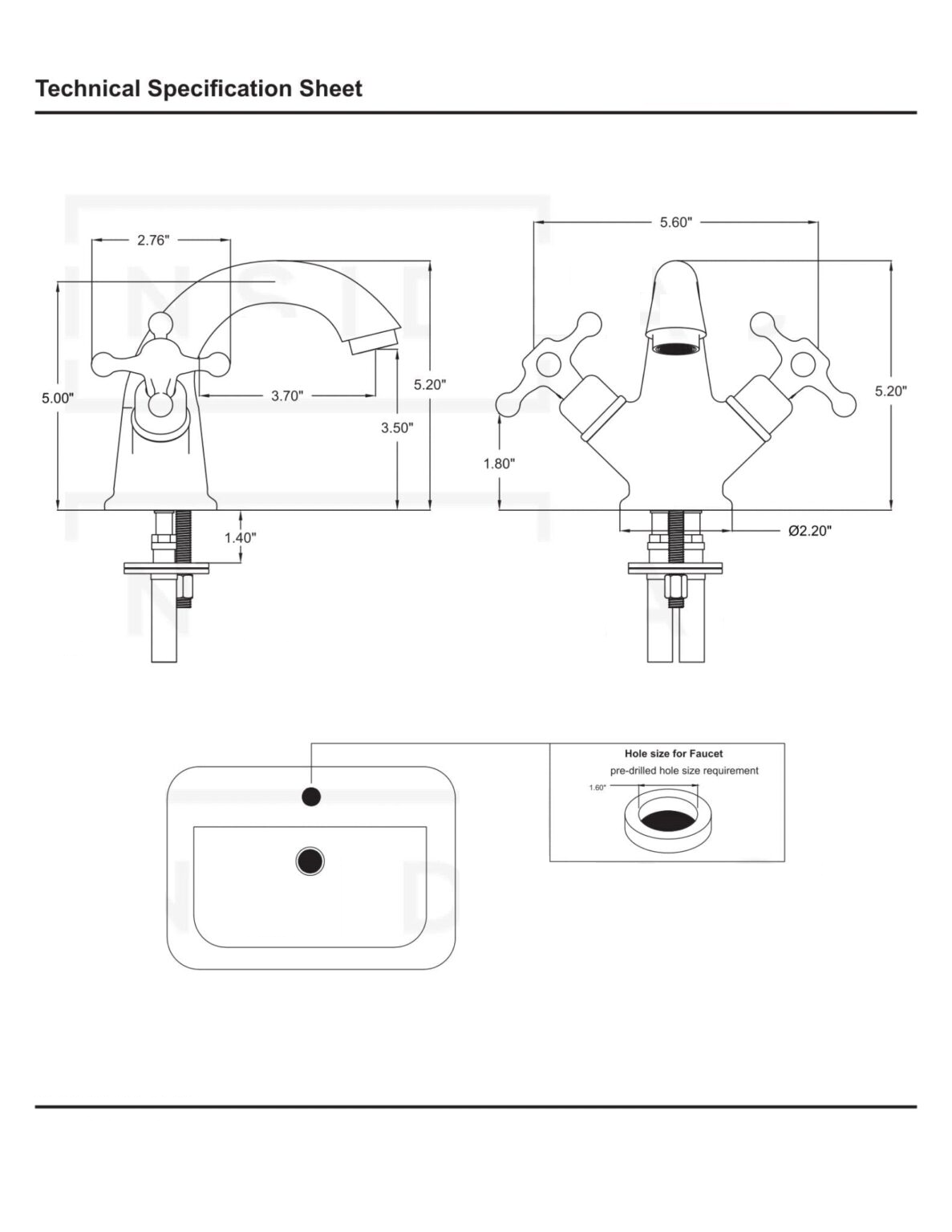 Brass Single Hole Bathroom Faucet - Bath Vanity Faucet