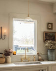 Brass V-Style Bridge Kitchen Faucet, Arched Brass Tap