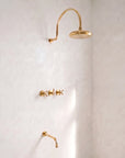 Solid Brass Rainfall Shower, Unlacquered Brass 2 outlet Shower with Tub filler