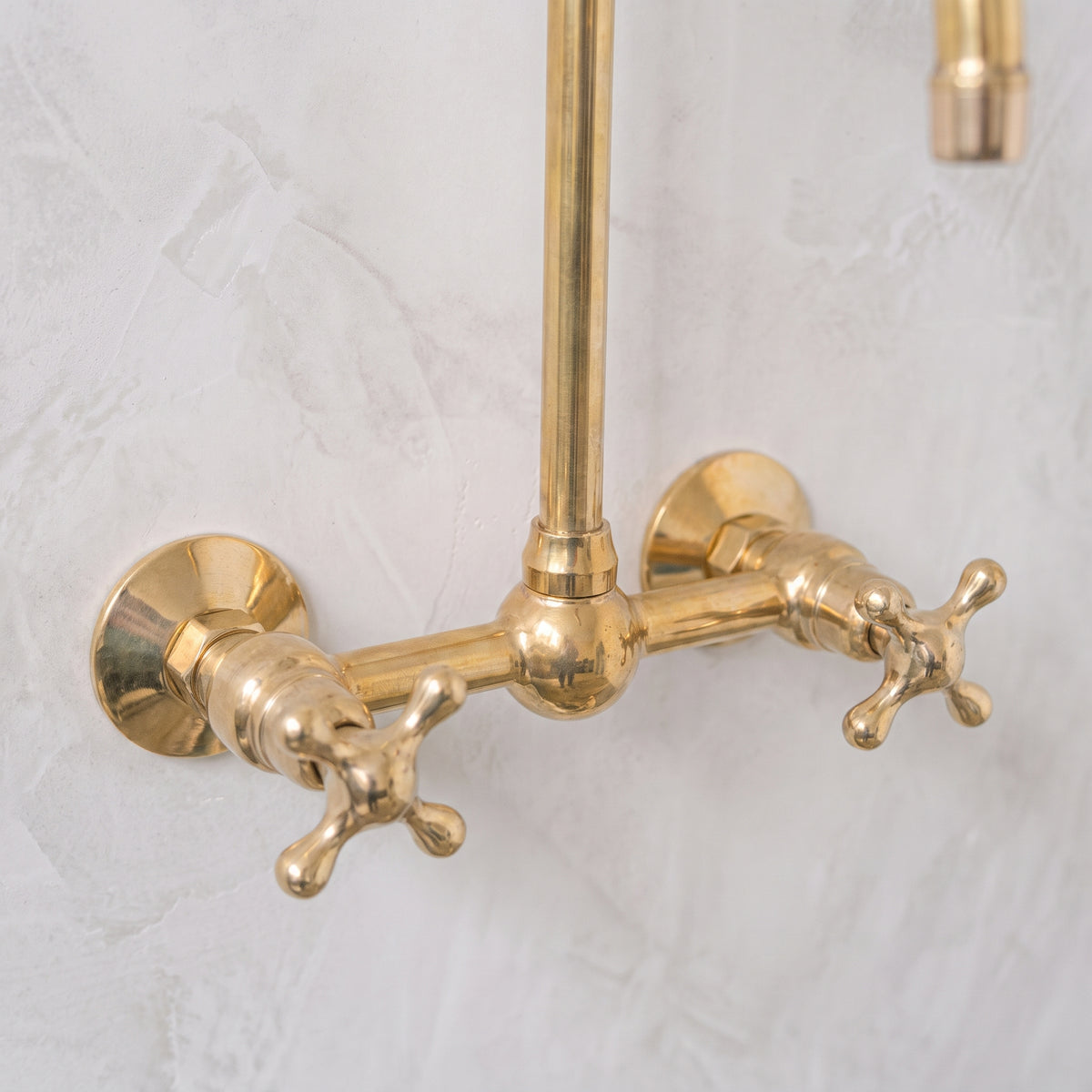 Unlacquered Wall Mounted Brass Gooseneck Faucet for Bathroom and Kitchen