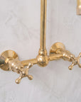 Unlacquered Wall Mounted Brass Gooseneck Faucet for Bathroom and Kitchen