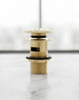 Solid Unlaquered Brass Bathroom Sink Pop-Up Drain with Overflow