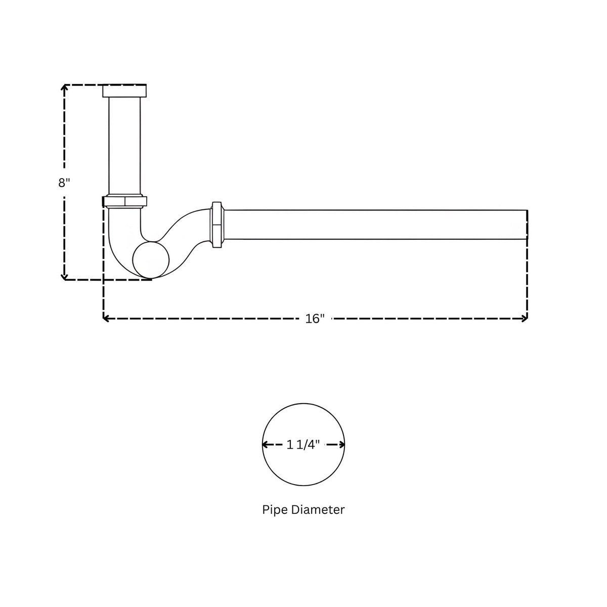 Solid Unlacquered Brass S-trap , Brass Water Trap with Pop-up Drain