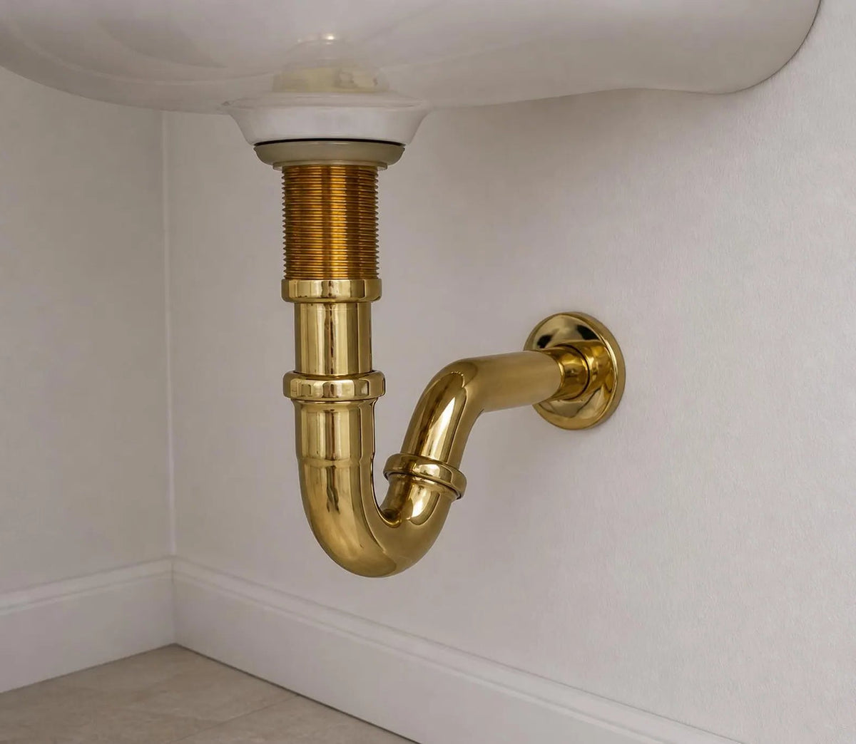 Solid Unlacquered Brass S-trap , Brass Water Trap with Pop-up Drain
