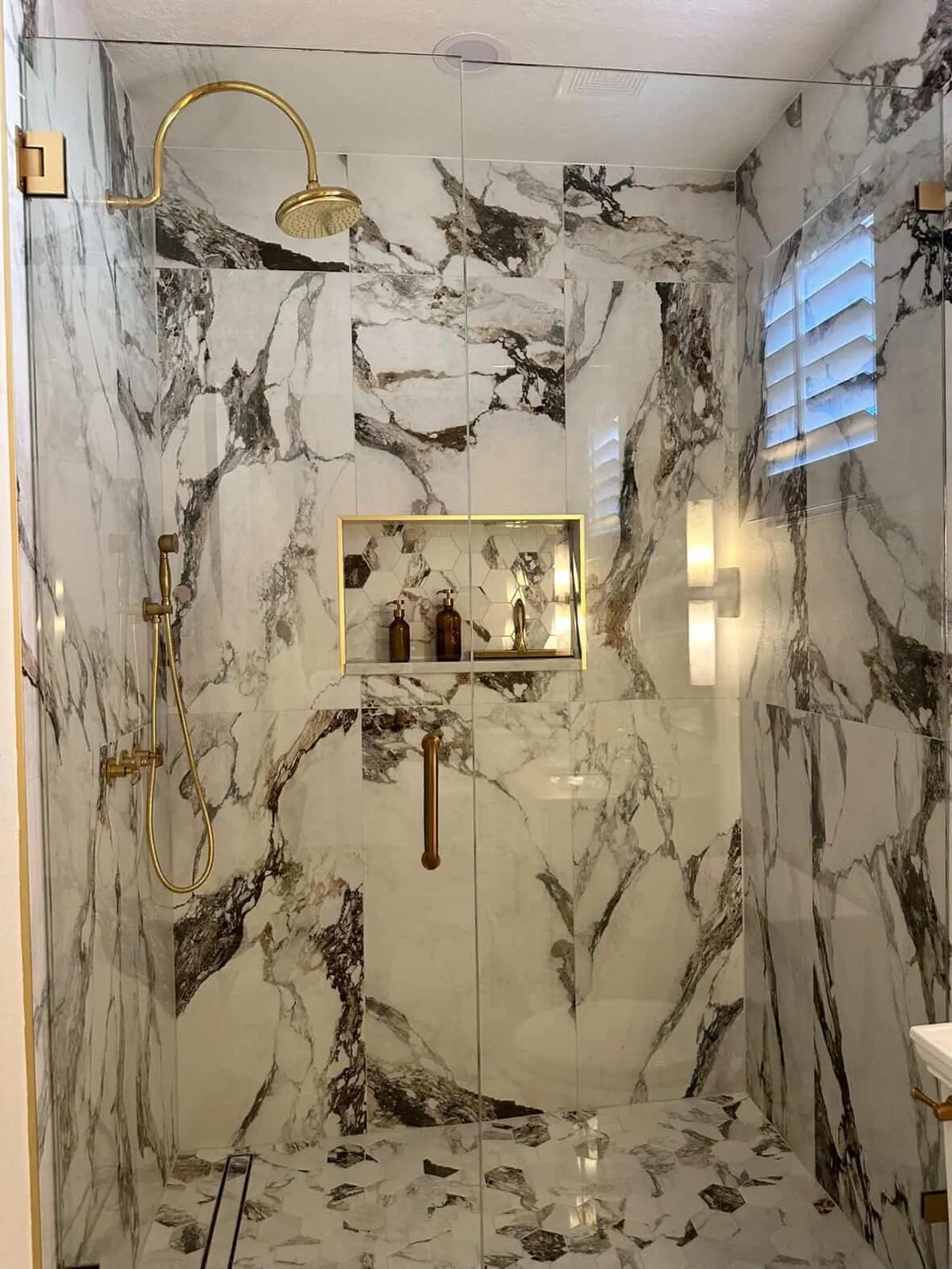 Solid Brass Rainfall Shower - Unlacquered Brass Shower Set - NBCS02