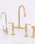 Unlacquered Brass Bridge Kitchen Faucet - Solid Brass Kitchen Tap