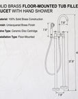 Unlacquered Brass Floor Mounted Bath Tub Filler - Brass Freestanding Tub Filler Faucet