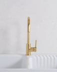 Unlacquered Brass Single Hole Basin Faucet - Solid Brass Bar Prep Faucet