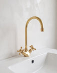 Unlacquered Brass Single Hole Faucet, Brass Bathroom Faucet