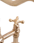 Unlacquered Brass Bridge Kitchen Faucet - Solid Brass Vintage Tap