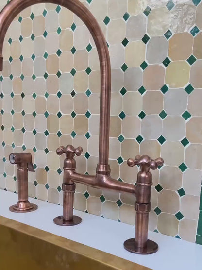 Copper Bridge Faucet, Vintage Kitchen Sink Faucet, Copper Tap