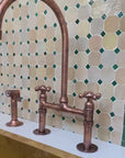 Aged Copper Bridge Faucet, Vintage Kitchen Sink Faucet, Aged Copper Tap