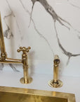 Unlacquered Solid Brass Bridge Faucet, Vintage Kitchen Sink Faucet
