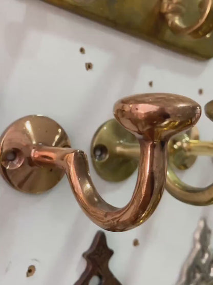 Rustic Wall Mounted Brass Hooks for Bathroom and Coat Hanging