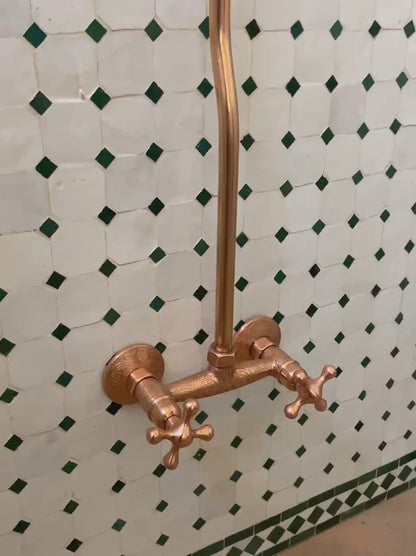 Unlacquered Solid Copper Shower, Copper Outdoor Shower